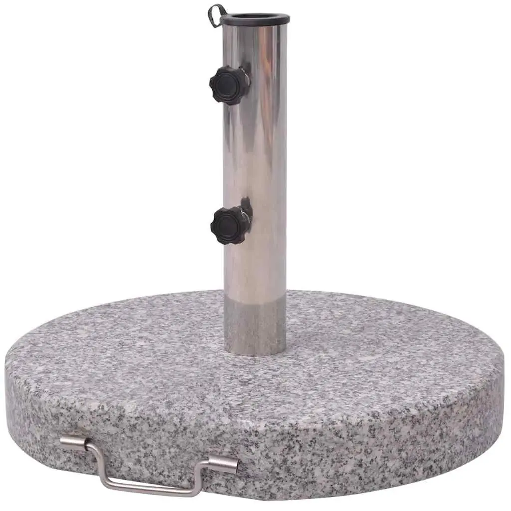 Parasol Stand Grey 45cm Polished Granite Stainless Steel Outdoor Umbrella Base