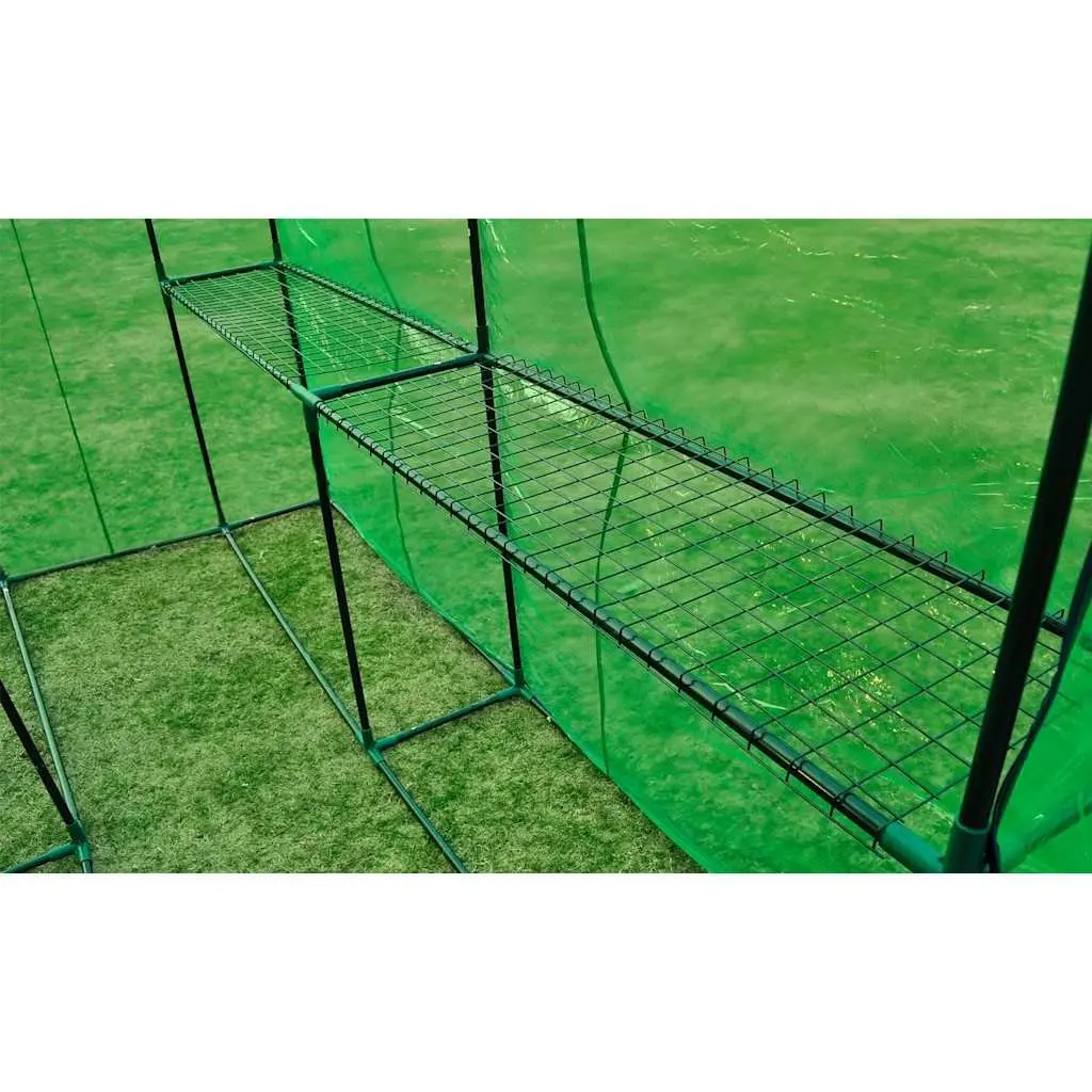 Greenhouse Steel Frame Green Transparent Cover Walk-in Door Plants Flowers