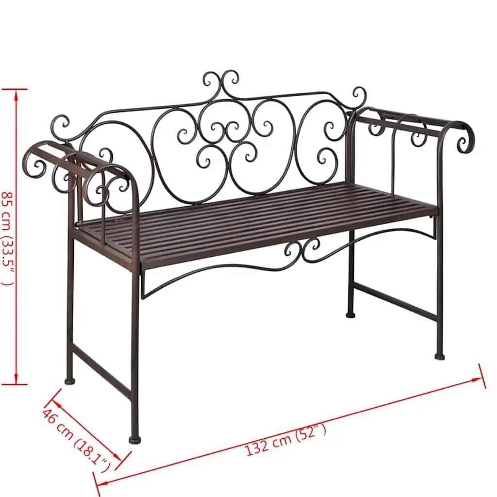 Garden Bench Metal Frame Weatherproof 132cm