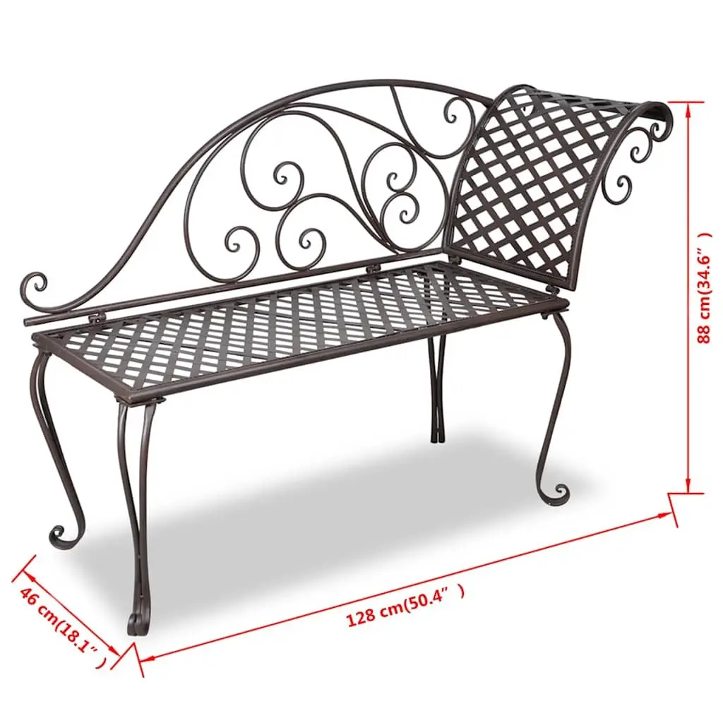 Garden Chaise Lounge 128 cm Outdoor Lounger Patio Deck Chair Scroll Pattern