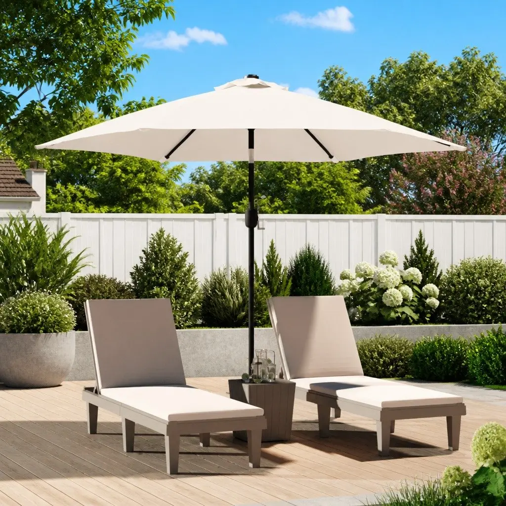 Garden Parasol UV Protection 3m White Outdoor Shade Steel Pole