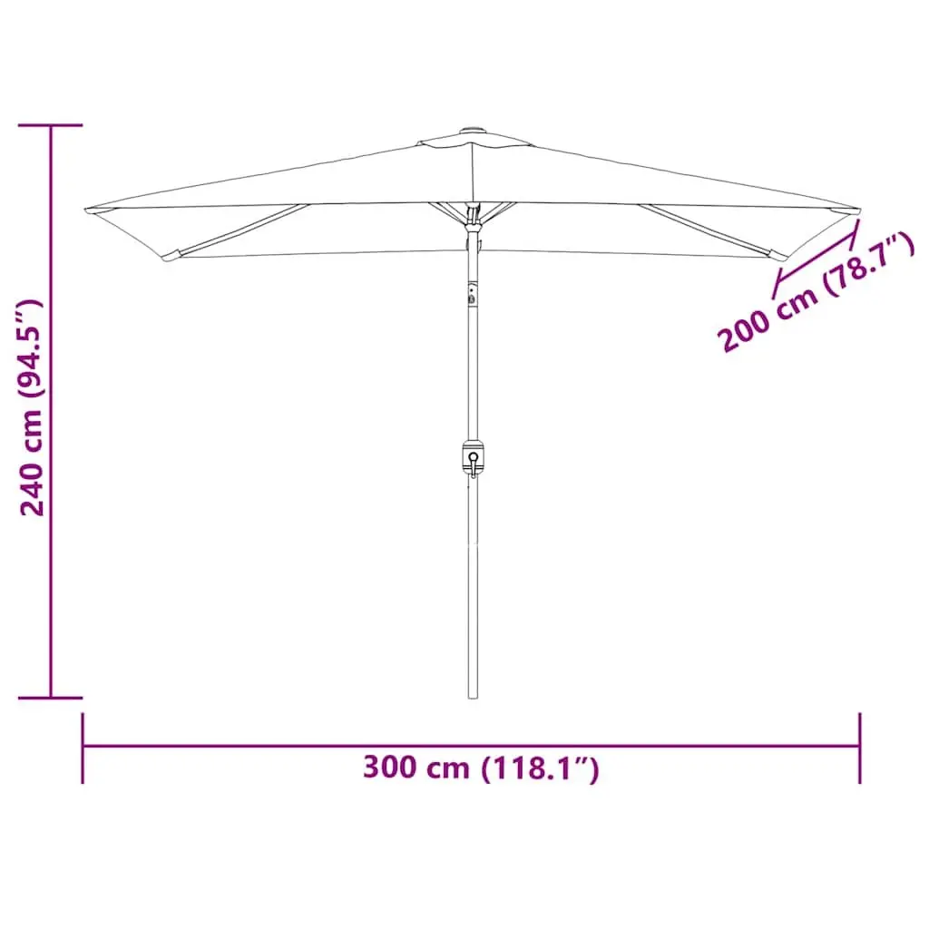 Garden Parasol UV Protective Foldable 200 x 300 cm Outdoor Patio Sun Shade Umbrella