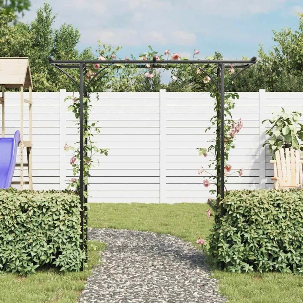 Garden Arch Weather Resistant 200cm Wide Black Outdoor Climbing Plant Support Structure Frame