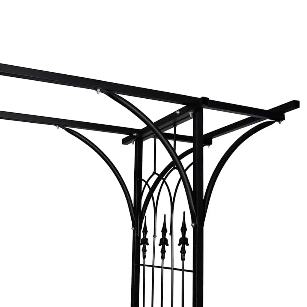 Garden Arch Weather Resistant 200cm Wide Black Outdoor Climbing Plant Support Structure Frame