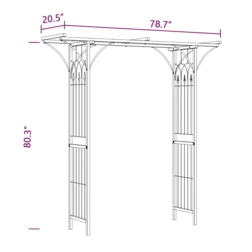 Garden Arch Weather Resistant 200cm Wide Black Outdoor Climbing Plant Support Structure Frame