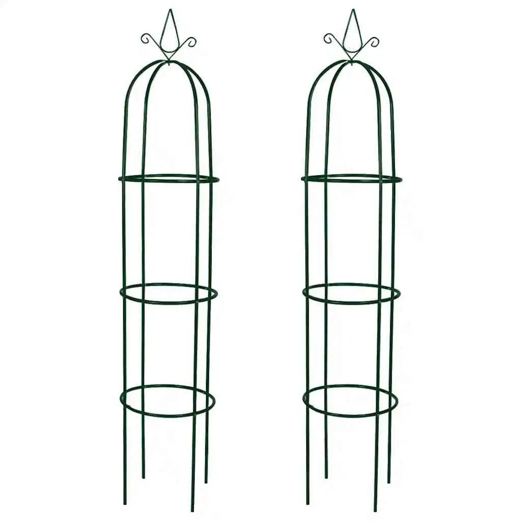 Garden Arch Towers Set 2 Pieces Iron Construction Weather Resistant Green