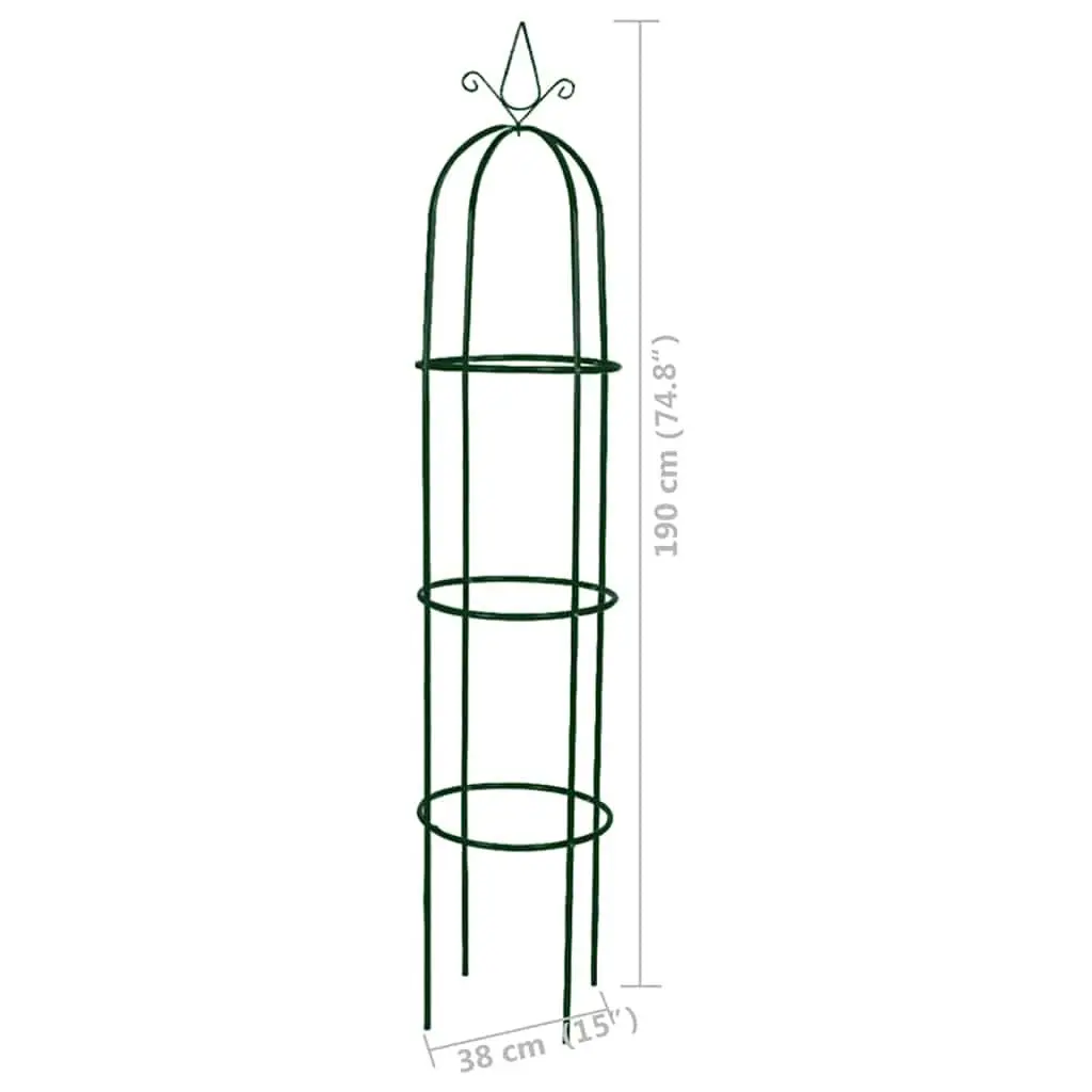 Garden Arch Towers Set 2 Pieces Iron Construction Weather Resistant Green