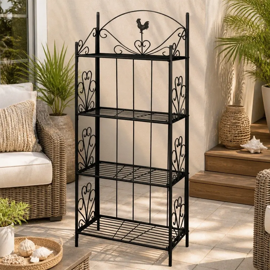 4-Tier Black Plant Rack