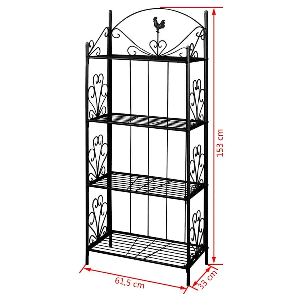 4-Tier Black Plant Rack