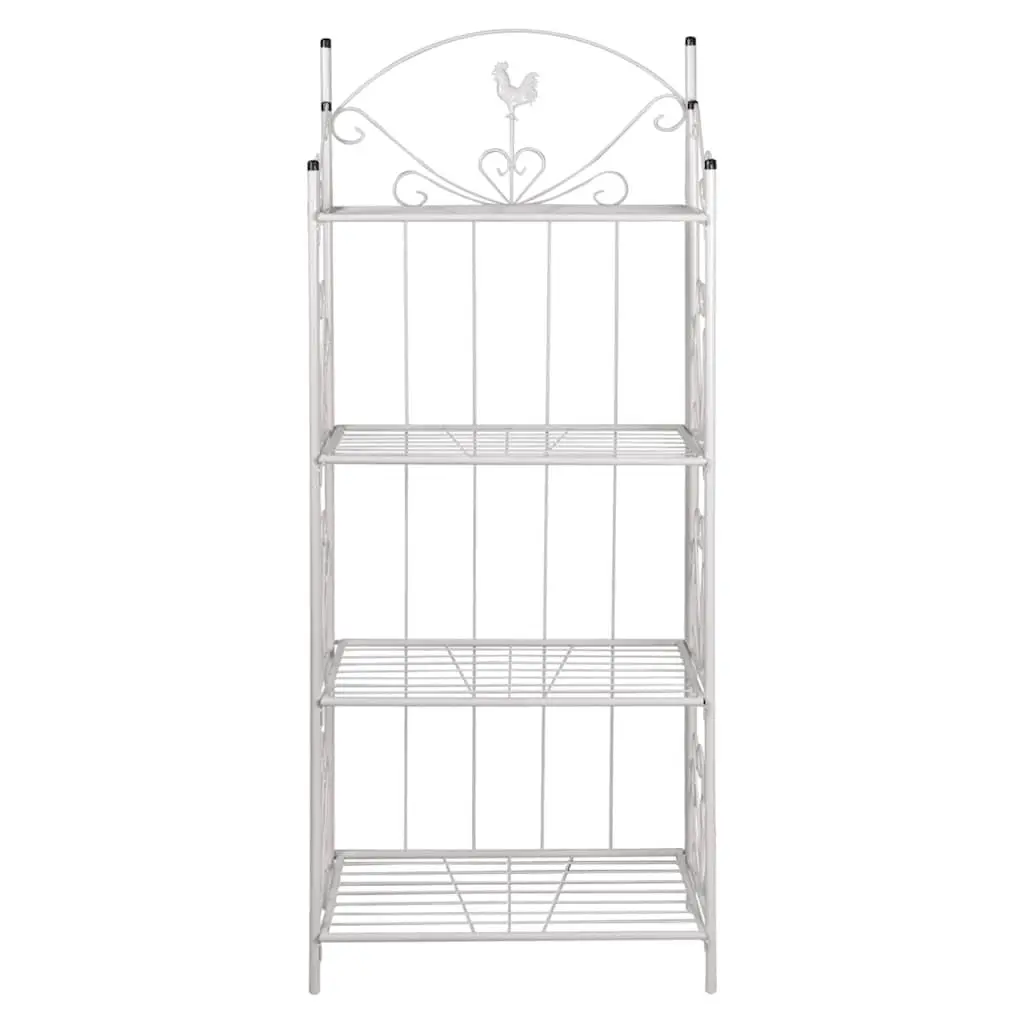 4-Tier Plant Rack Flower Pattern White Steel 153 cm