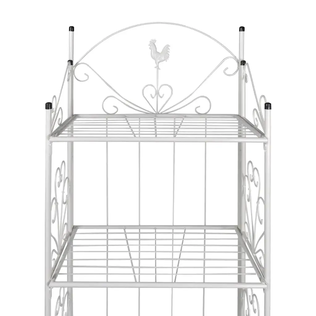 4-Tier Plant Rack Flower Pattern White Steel 153 cm