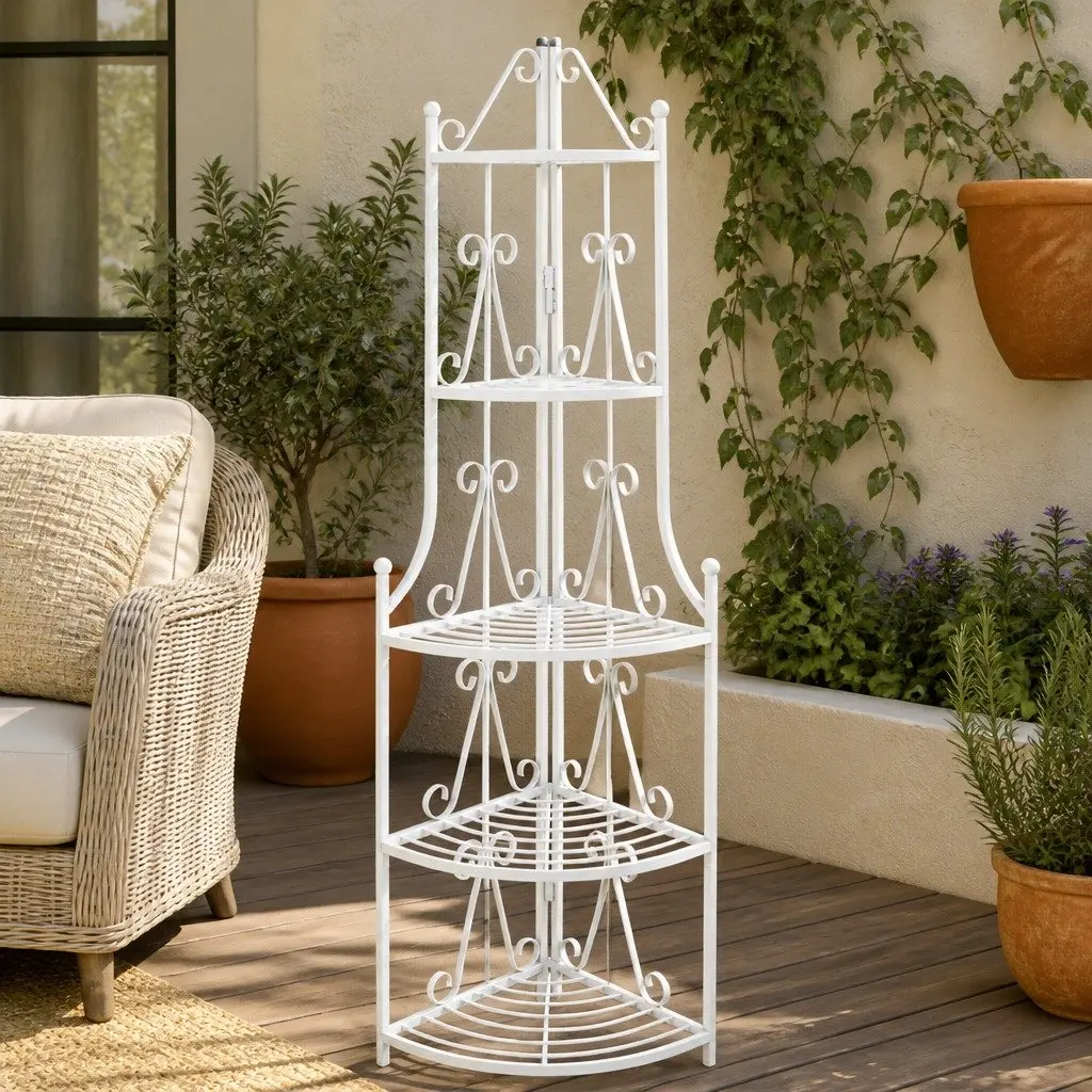 White Corner Plant Rack