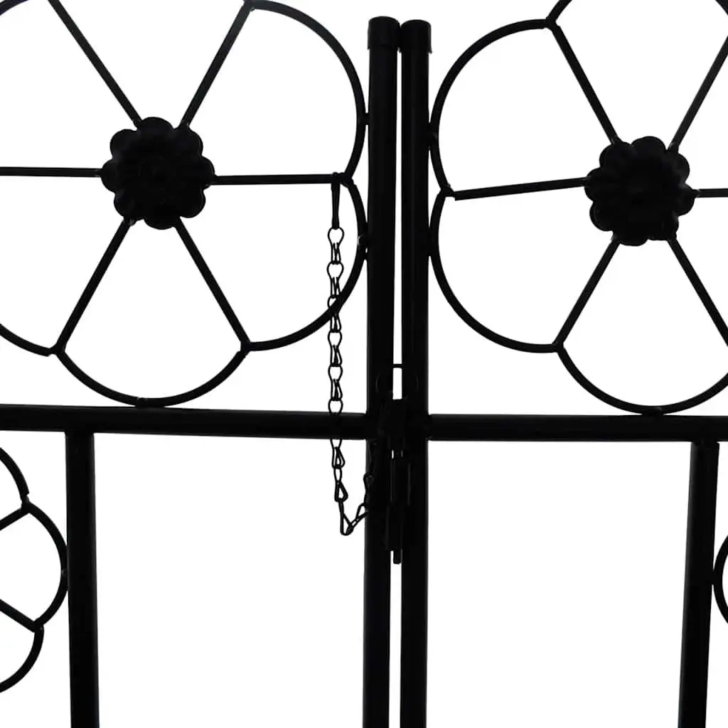 Garden Arch with Door Durable Iron Black Outdoor Trellis for Climbing Plants and Roses