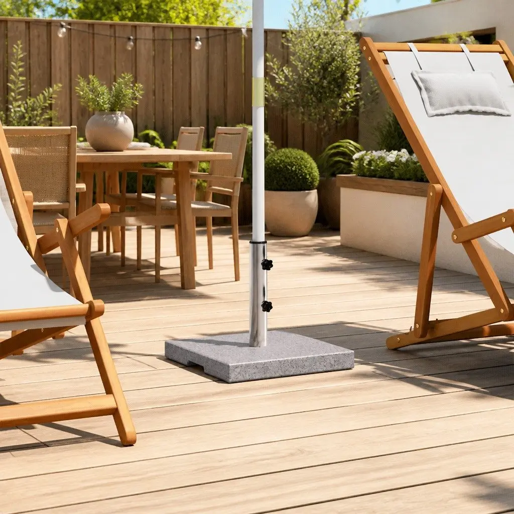 Granite Parasol Base Umbrella Holder 20kg Grey Outdoor Garden Stand