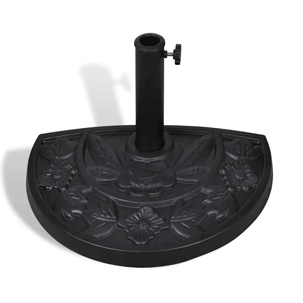 Half Round Parasol Base Black Durable Resin Outdoor Umbrella Stand Garden Patio Holder