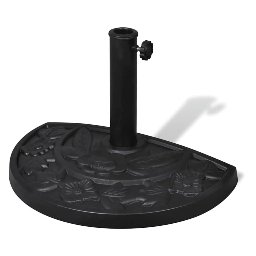 Half Round Parasol Base Black Durable Resin Outdoor Umbrella Stand Garden Patio Holder