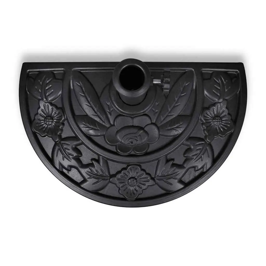 Half Round Parasol Base Black Durable Resin Outdoor Umbrella Stand Garden Patio Holder
