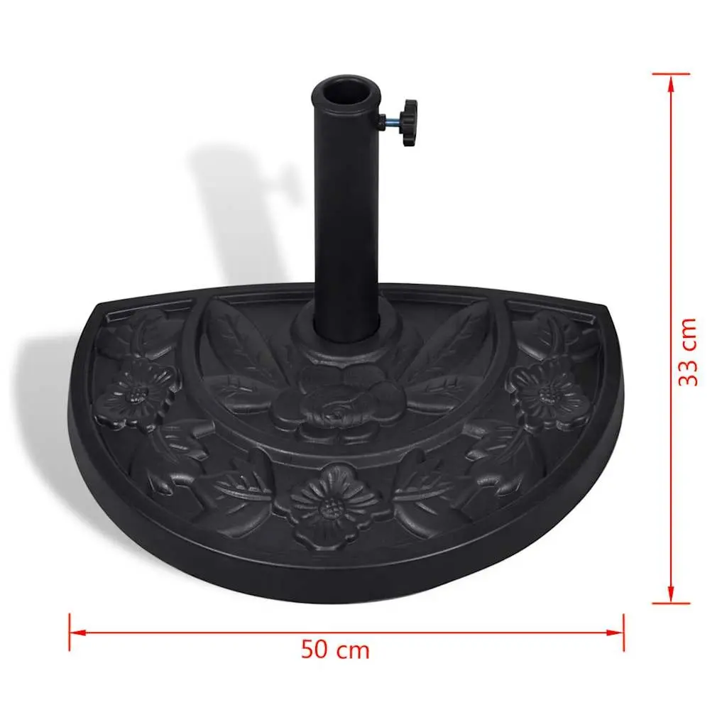Half Round Parasol Base Black Durable Resin Outdoor Umbrella Stand Garden Patio Holder