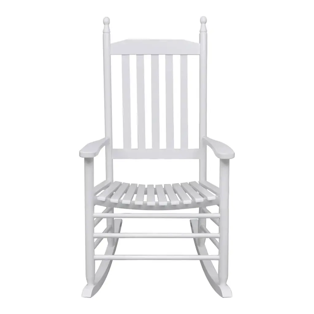 Rocking Chair Curved Seat Wooden Armchair White Indoor Outdoor