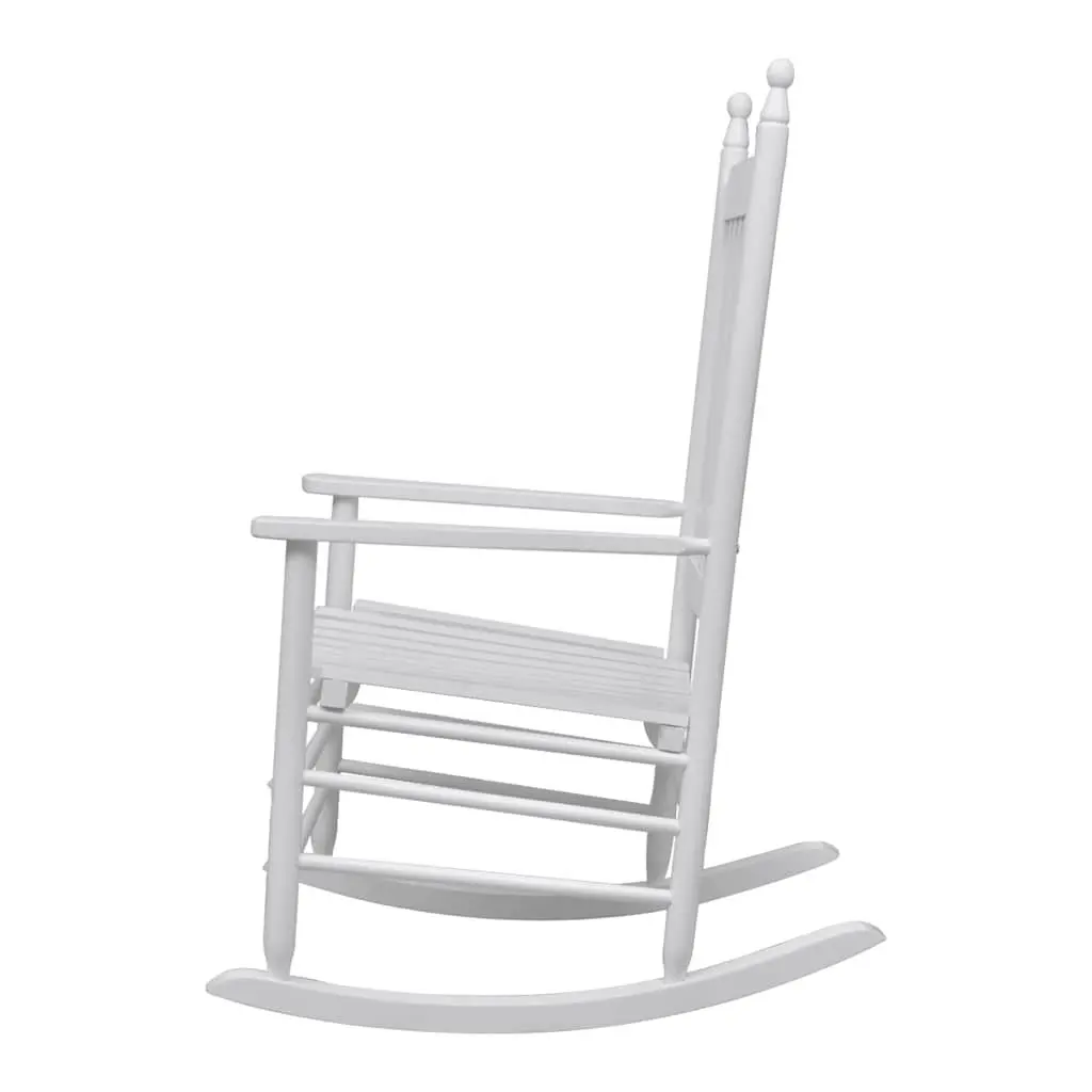 Rocking Chair Curved Seat Wooden Armchair White Indoor Outdoor