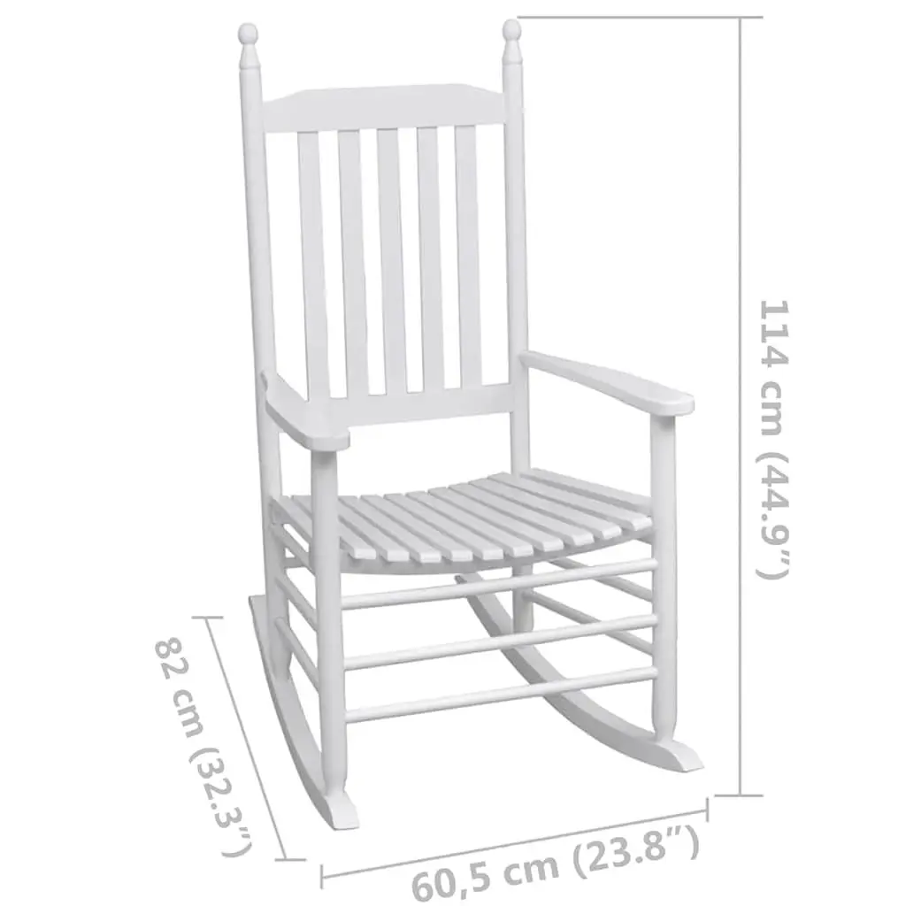 Rocking Chair Curved Seat Wooden Armchair White Indoor Outdoor