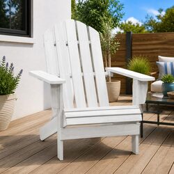 Outdoor Armchair Solid Wood Garden Seating White Weather-Resistant Patio