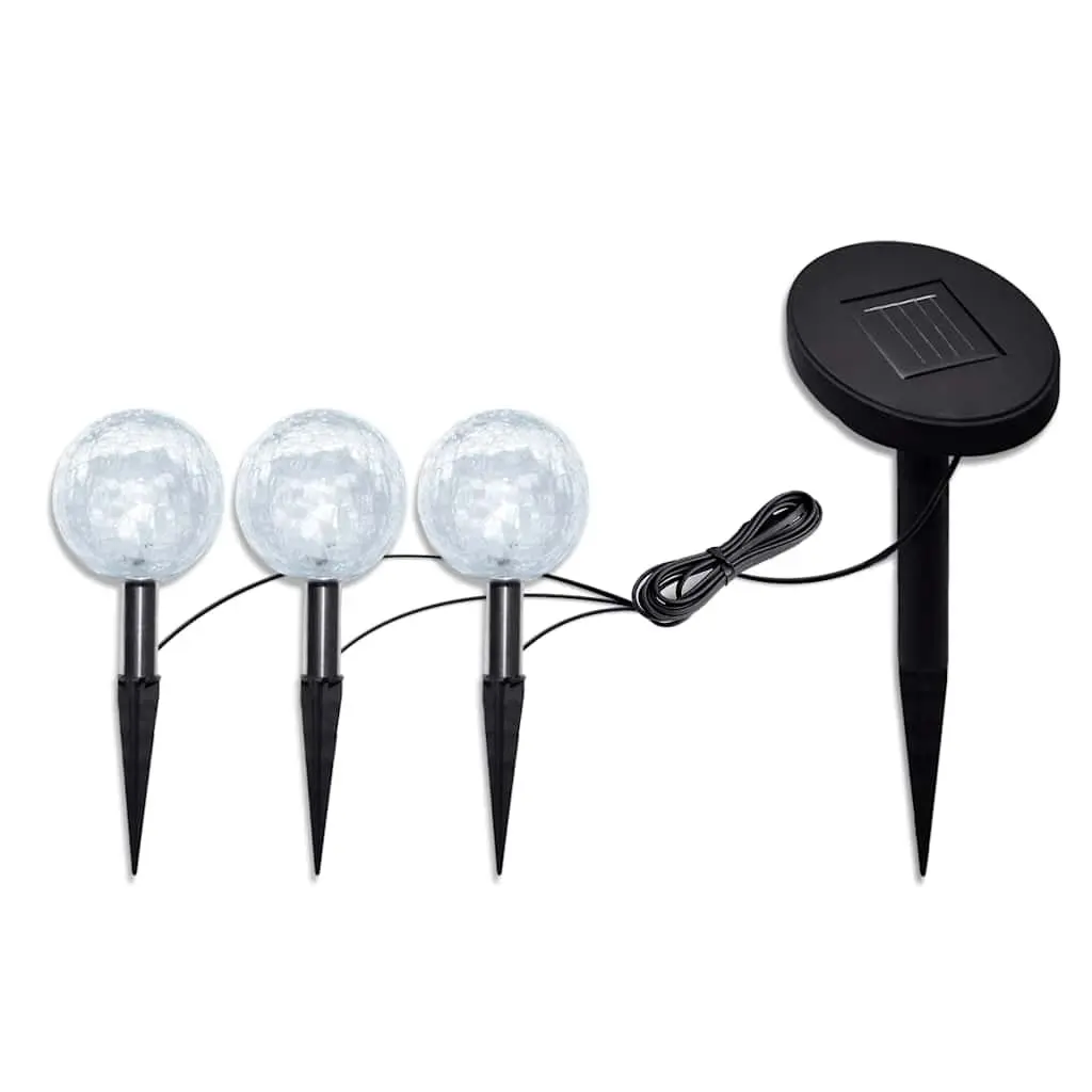 Solar LED Ball Garden Lights Set with Ground Spikes 3 Piece