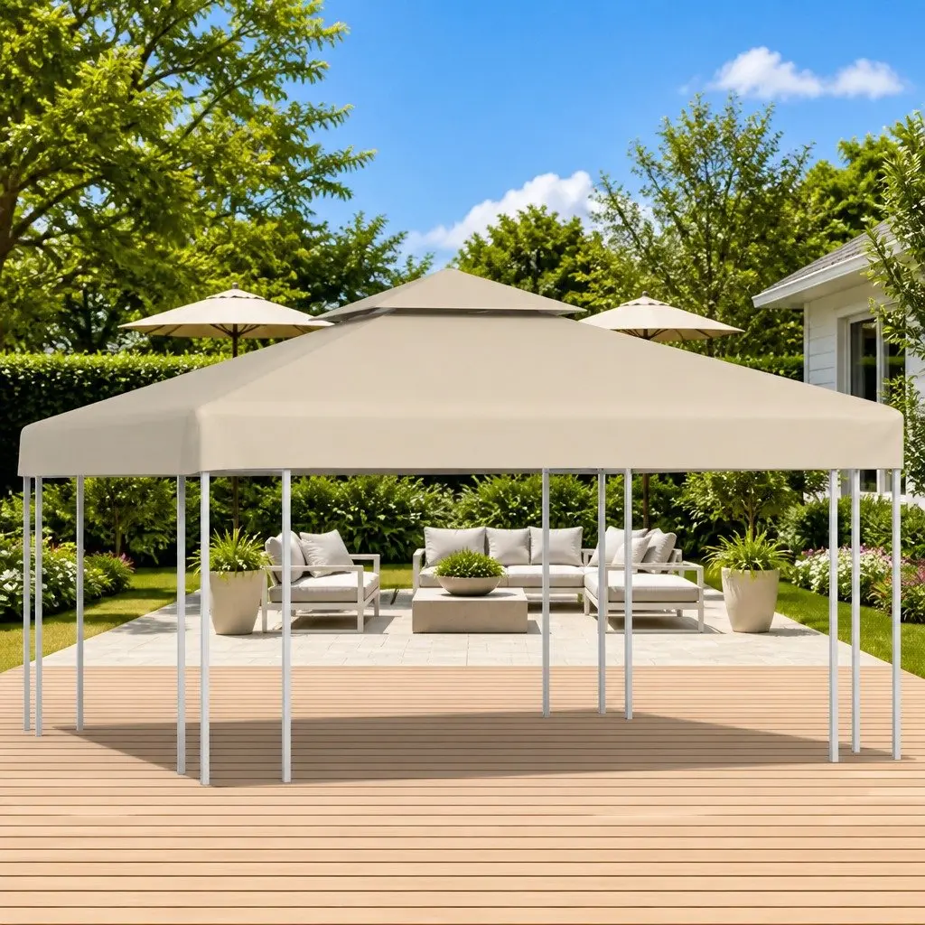 Waterproof Gazebo Canopy Top Cover Replacement Beige 3x3m