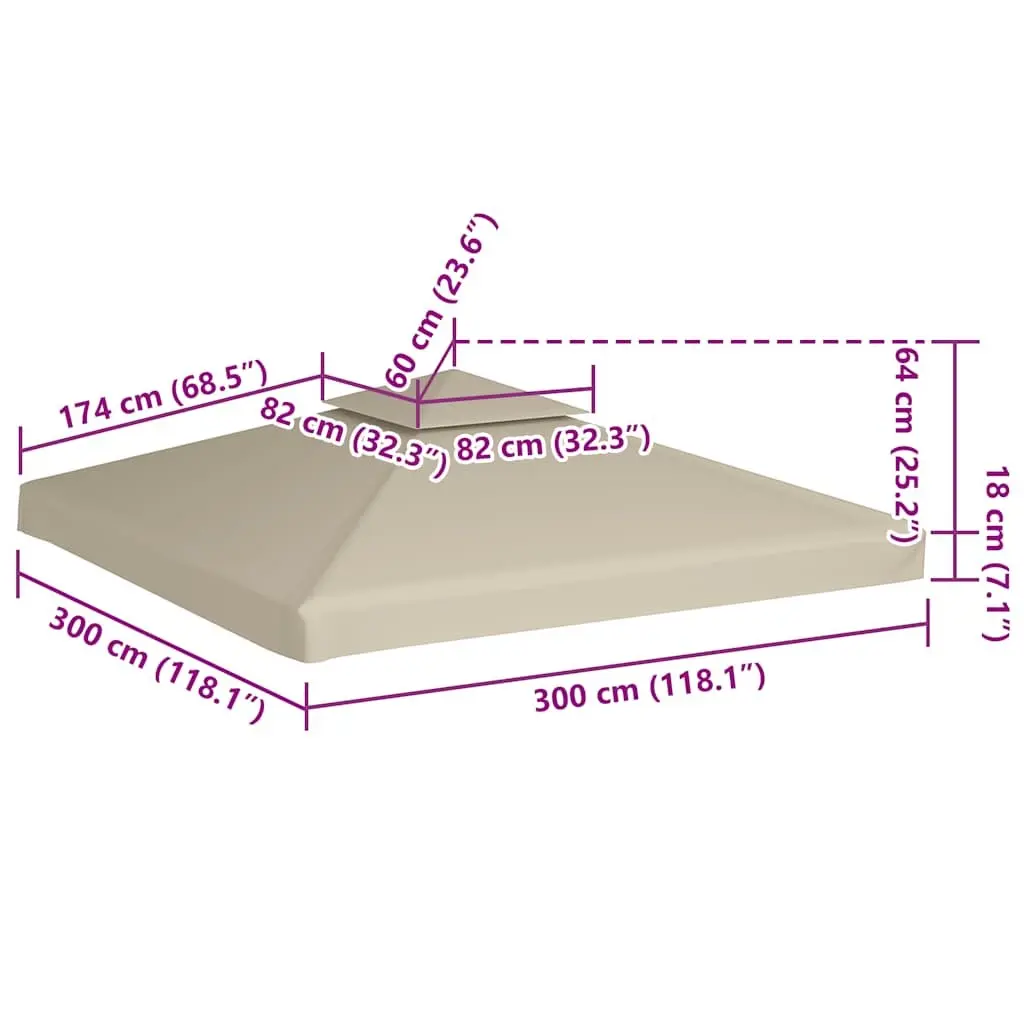 Waterproof Gazebo Canopy Top Cover Replacement Beige 3x3m