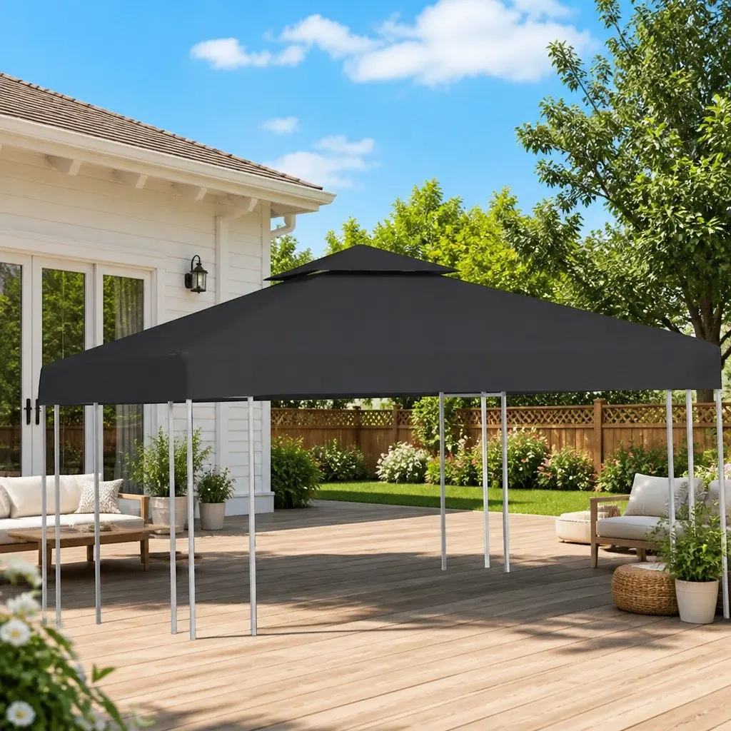 Gazebo Cover Replacement Waterproof Canopy Top Dark Grey 3x3m 310gsm
