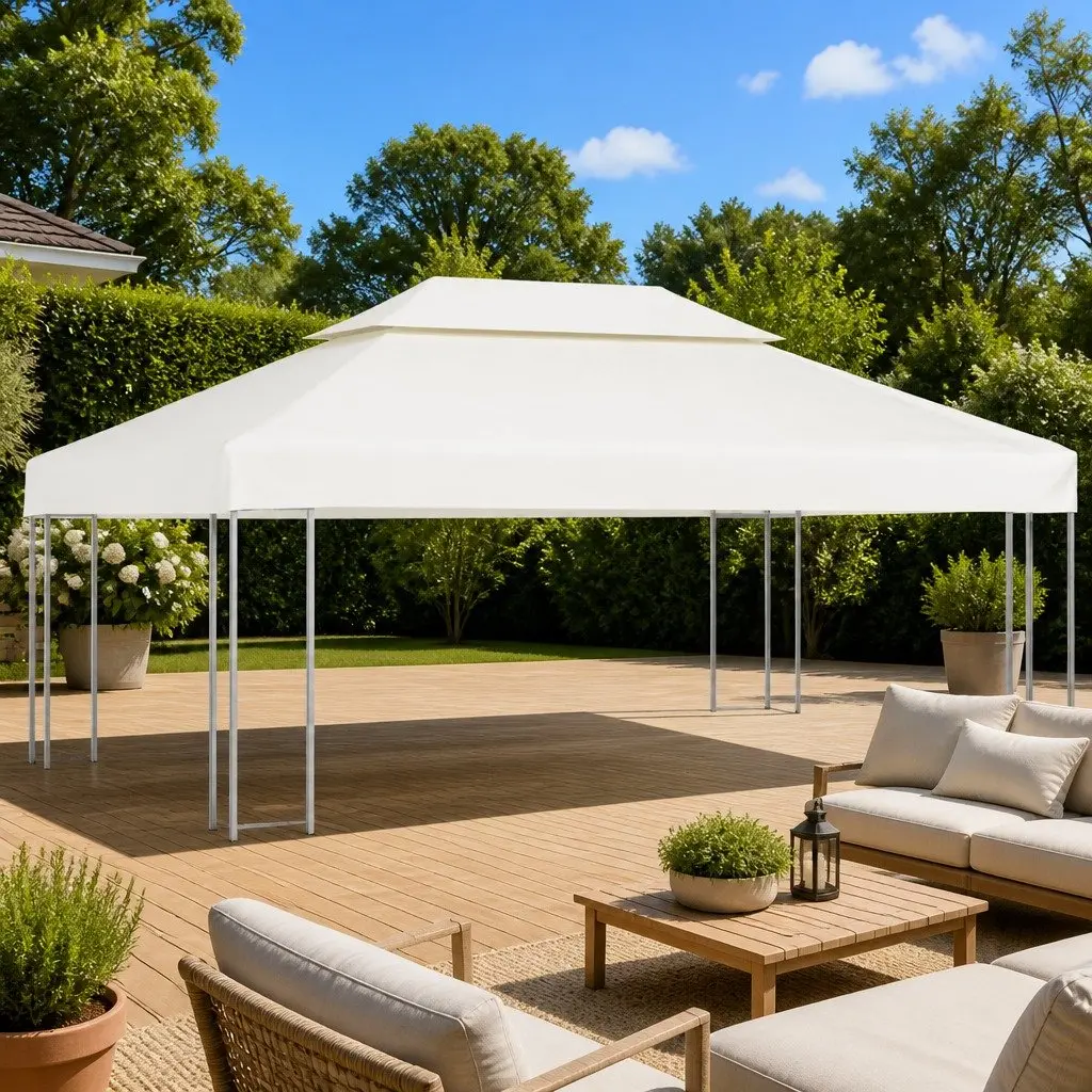 Gazebo Canopy Top Cover Water-Resistant 310gsm Cream White 3m x 4m