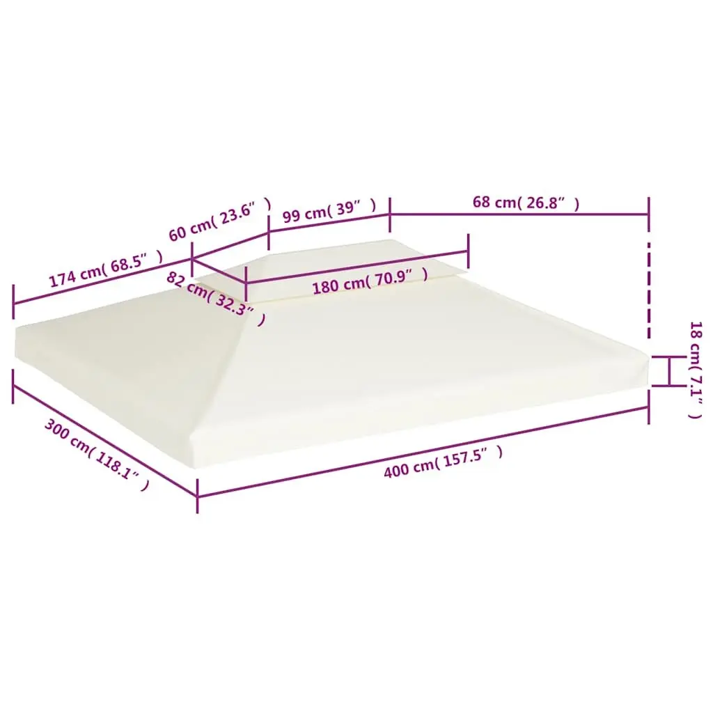 Gazebo Canopy Top Cover Water-Resistant 310gsm Cream White 3m x 4m