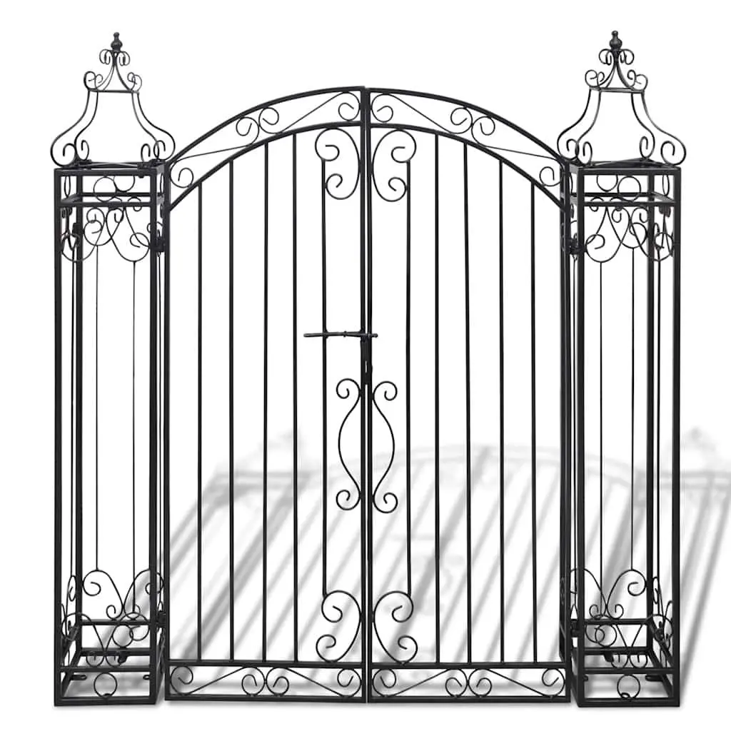Wrought Iron Garden Gate Ornamental Black 122x20.5x134cm