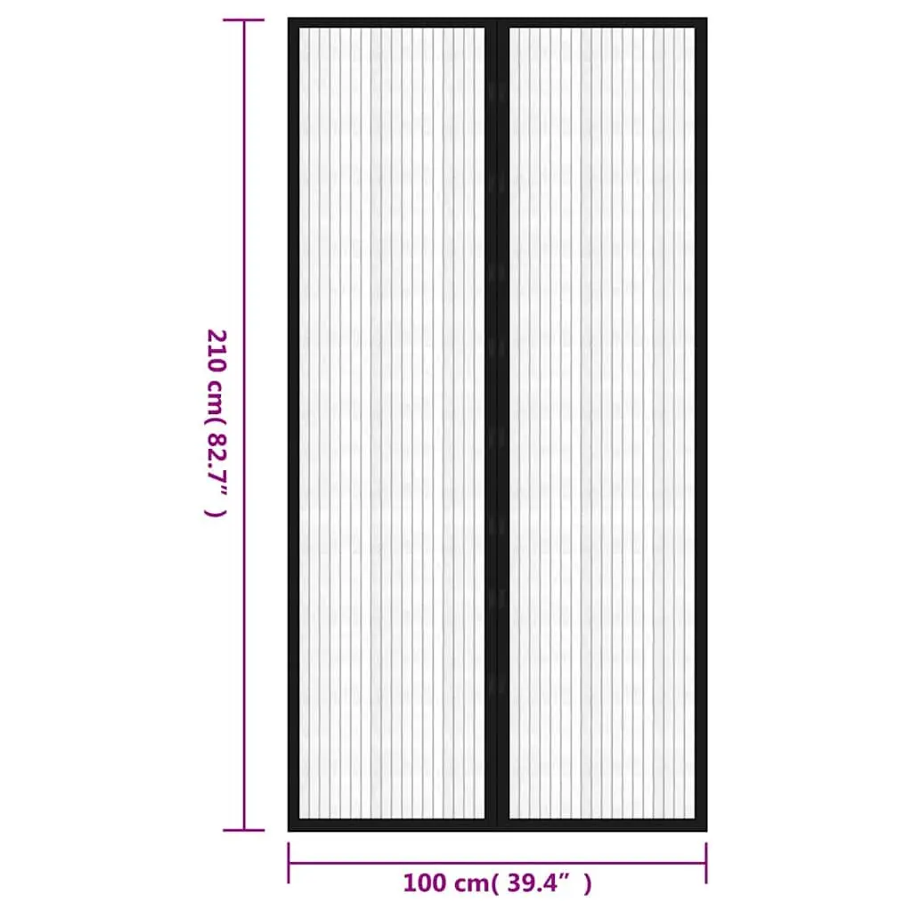 Insect Door Curtain Waterproof Polyester Mesh Black 210 x 100 cm 2 pcs