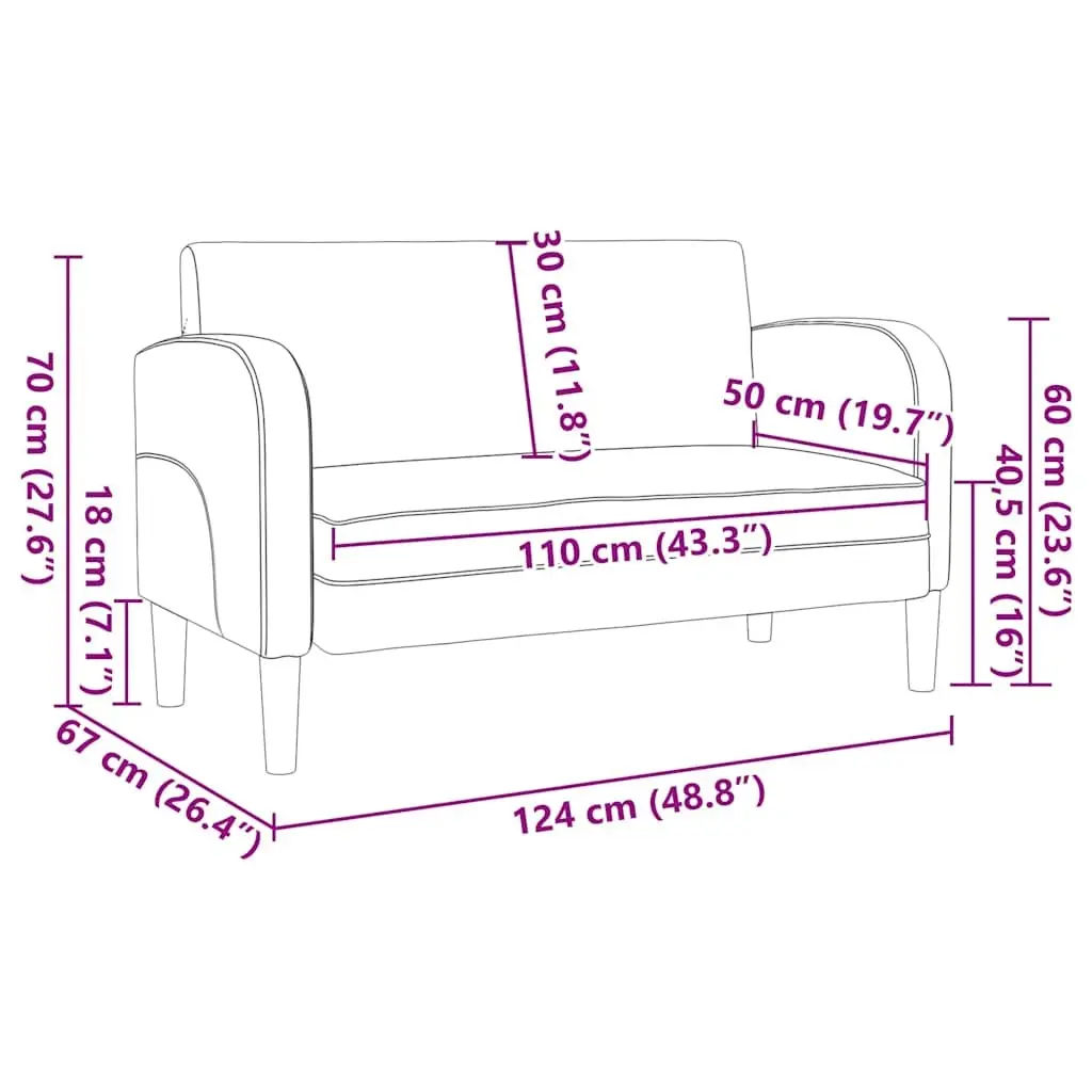 Loveseat Sofa 110 cm Black Compact Two-Seater Couch Living Room Furniture