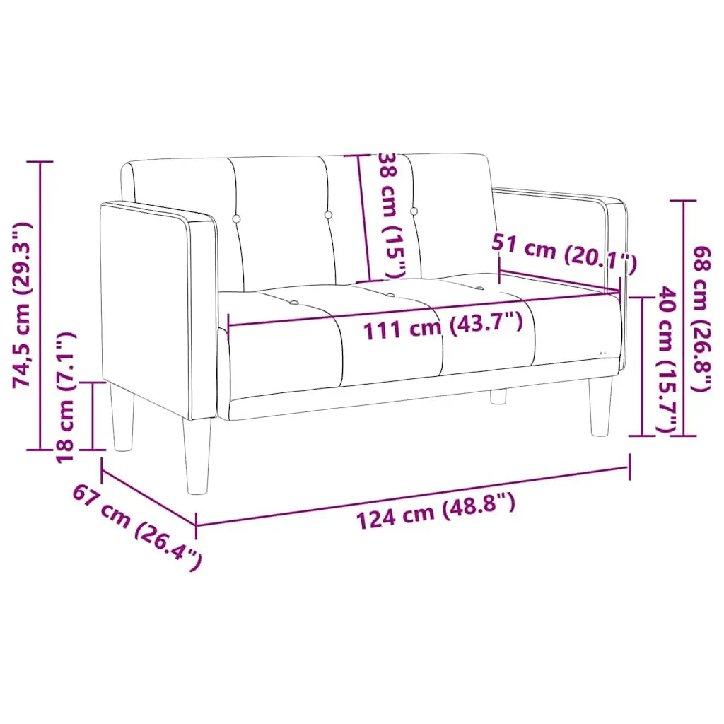 Loveseat Sofa Dark Grey 111cm Compact
