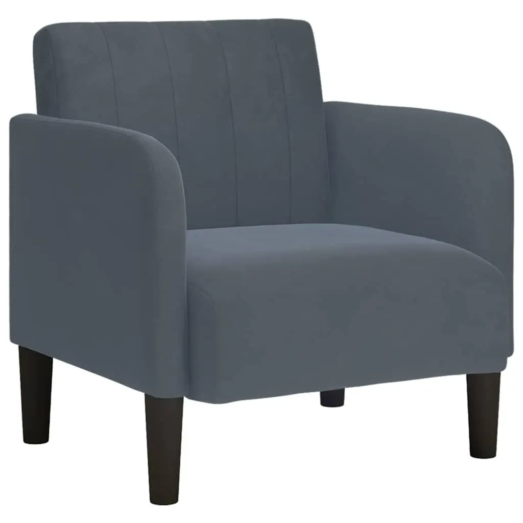 Arm Chair Grey Velvet Sofa Seat 54 cm