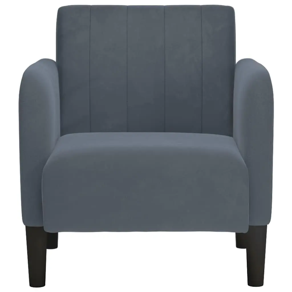 Arm Chair Grey Velvet Sofa Seat 54 cm
