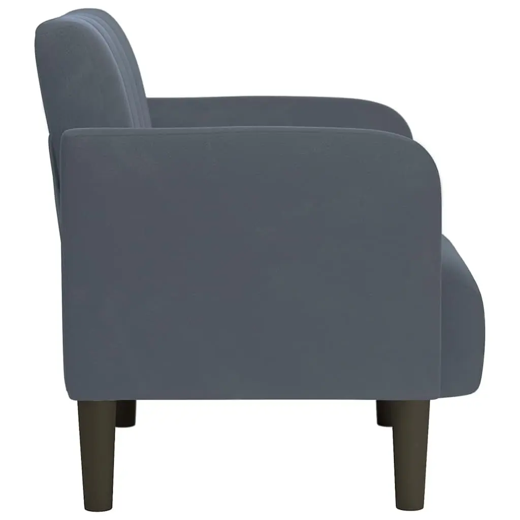 Arm Chair Grey Velvet Sofa Seat 54 cm