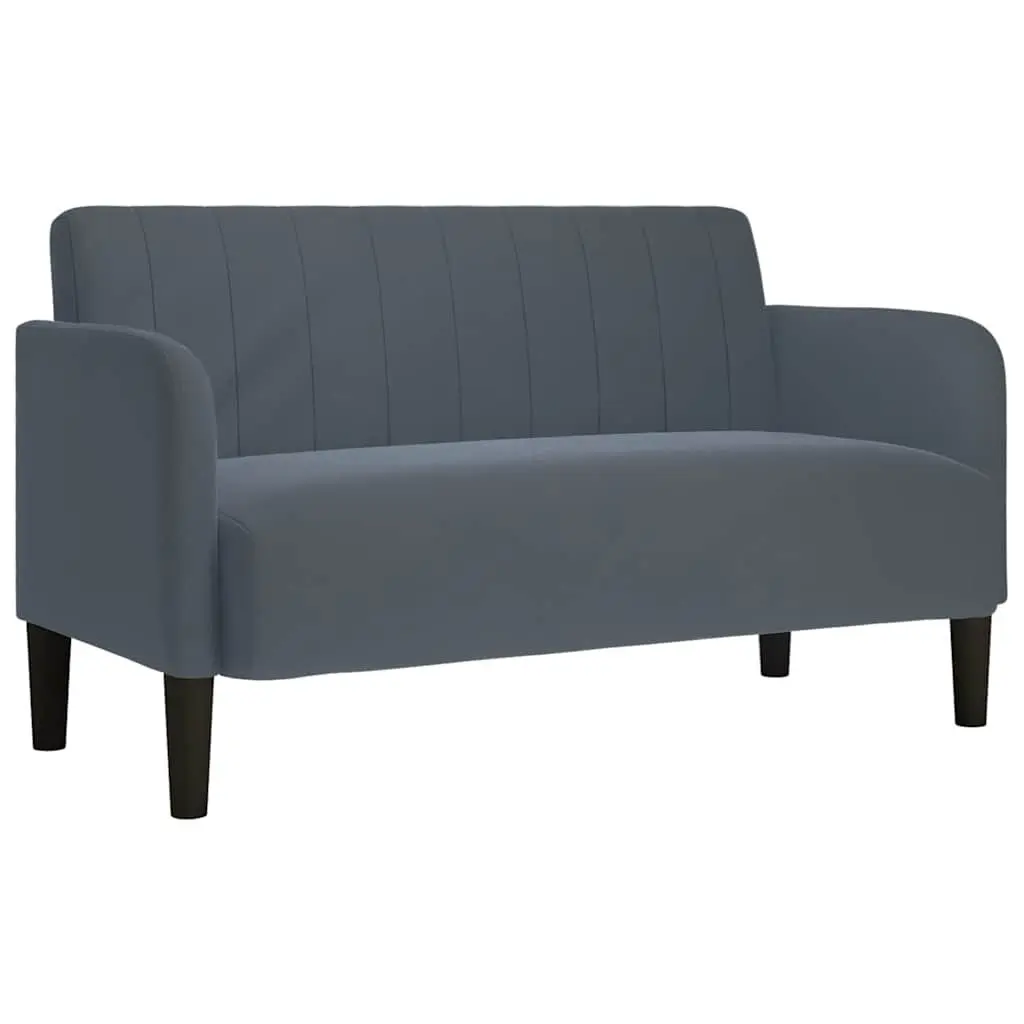 Loveseat Sofa Grey Velvet Compact 109cm Two-Seater Furniture Living Room Couch