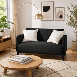 Your Cozy Black Velvet Loveseat Sofa Awaits