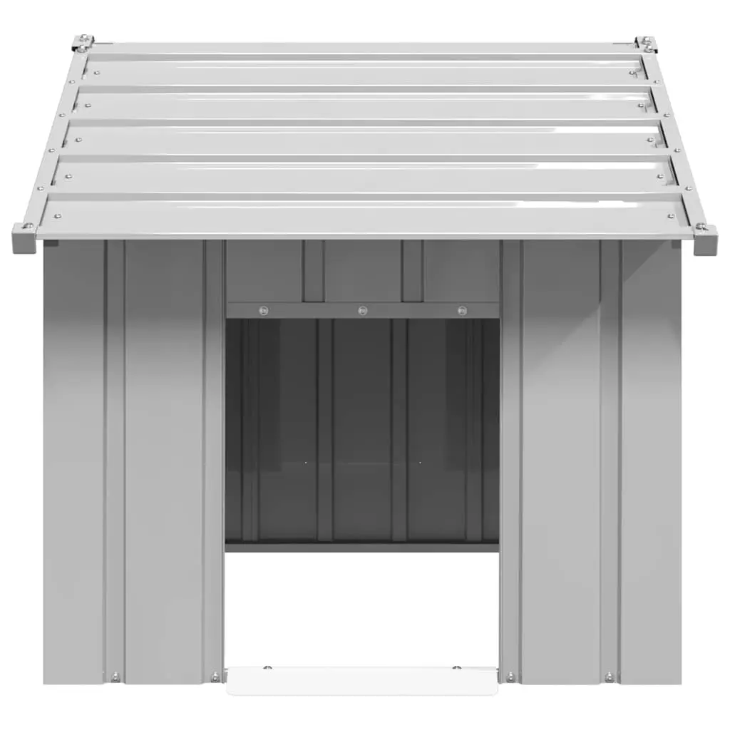 Dog Kennel Galvanised Steel Outdoor Shelter with Roof Grey 83 x 130 x 85 cm