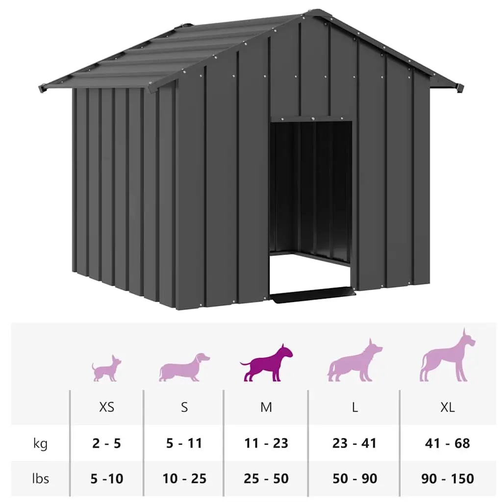 Dog House Galvanised Steel Outdoor Shelter with Roof 131 x 101 x 102 cm