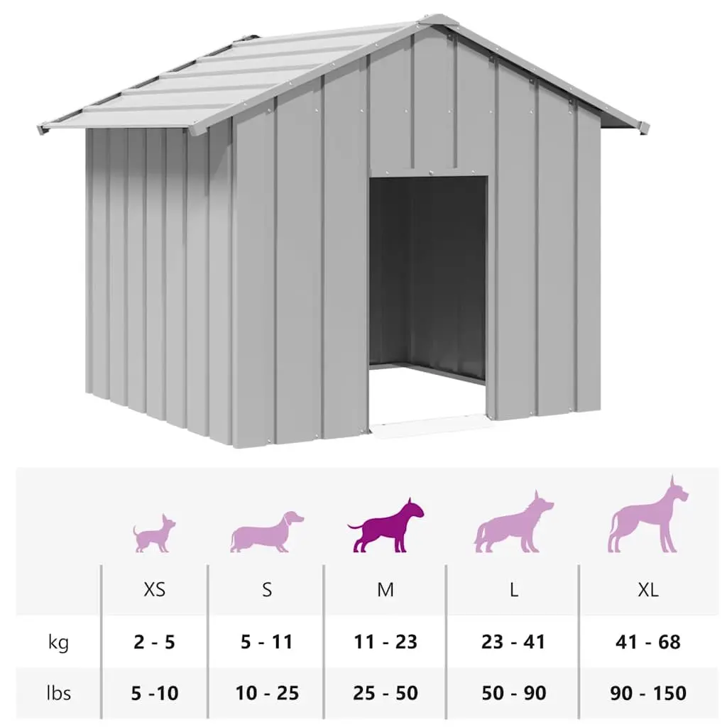 Dog House Galvanised Steel Outdoor Shelter with Roof 131 x 101 x 102 cm