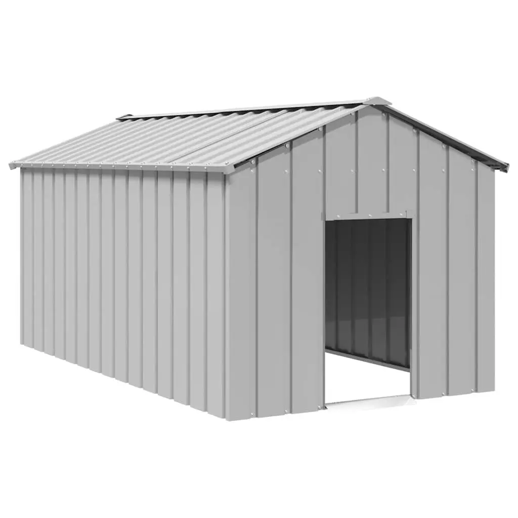 Dog House Galvanised Steel Outdoor Shelter with Roof Grey 114x202x101 cm