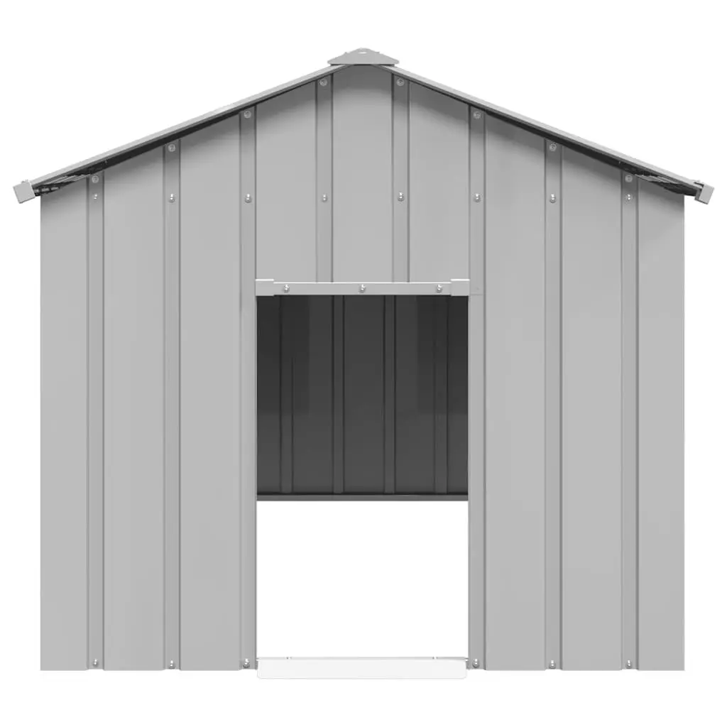 Dog House Galvanised Steel Outdoor Shelter with Roof Grey 114x202x101 cm