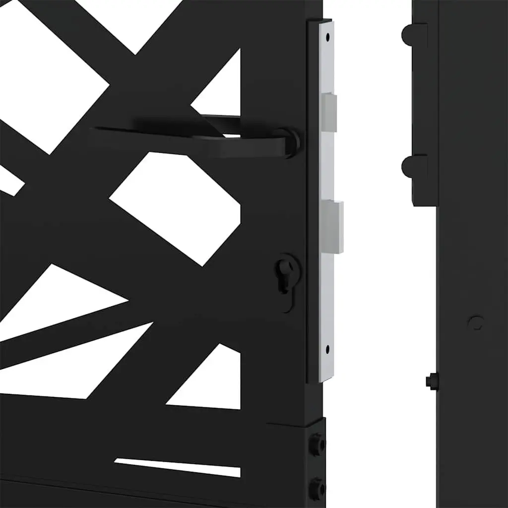 Garden Gate Black 100x100 cm Steel Laser-Cut Design Outdoor Fencing Entrance