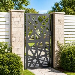 Garden Gate Black 100x175 cm Steel Light Design Outdoor Entrance Fence Gate