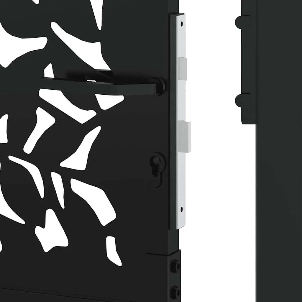 Garden Gate Black 100x150 cm Steel Laser Cut Design Outdoor Entrance Patio Fence