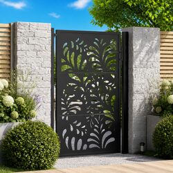 Friendly Black Steel Garden Gate with Wave Design for You